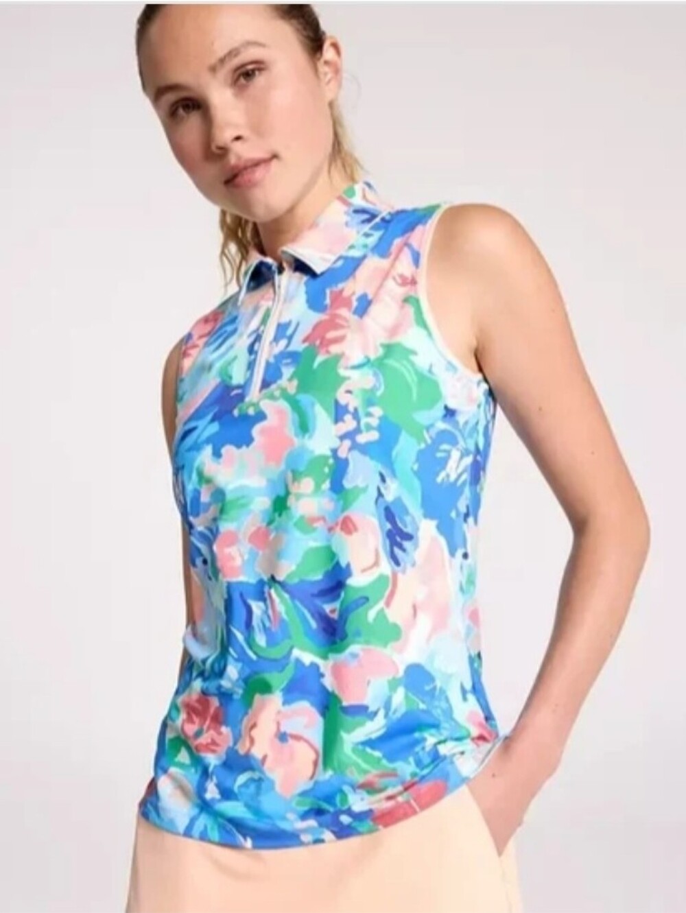 NWoT Walter Hagen Performance 11 - Floral Golf Shirt in Blue, Coral and Green